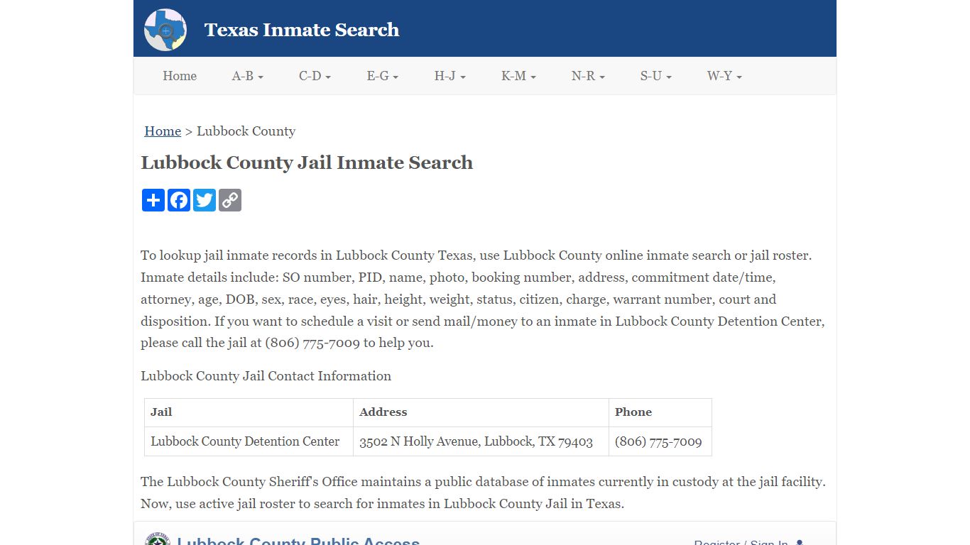 Lubbock County Jail Inmate Search